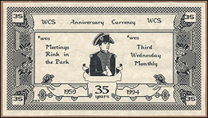 W.C.S. 35th Anniversary Currency, Prototype 1, Front