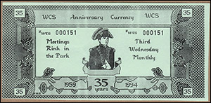 W.C.S. 35th Anniversary Currency, Prototype 4, Front